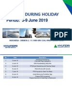 Activity During Holiday: Period: 3-9 June 2019