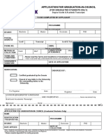 Application For Graduation-In-Council: To Be Completed by Applicant