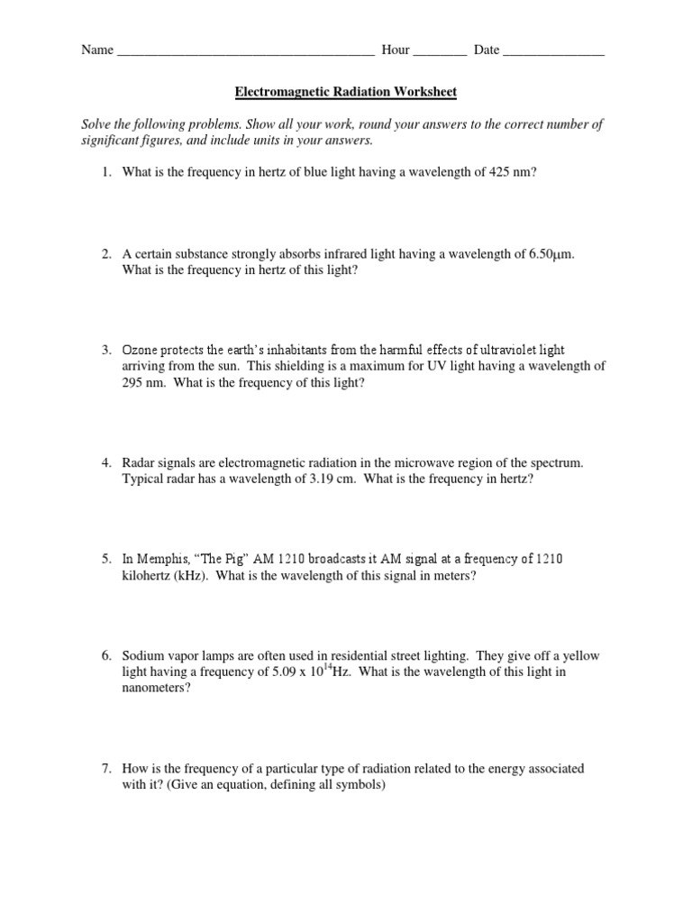 Electrostatic Worksheet 123 | PDF | Light | Hertz