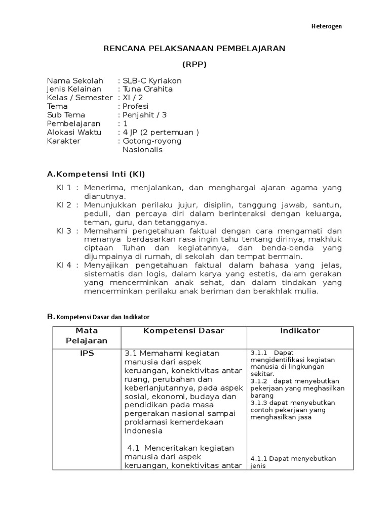 Rpp Tematik Smplb C Kelas Viii Ilmusosial Id