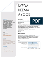Reema Ayoob's Resume for Pharmaceutical Research Position