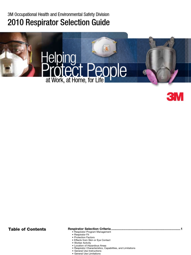 Respirator Selection Guide PDF Physical Sciences Occupational