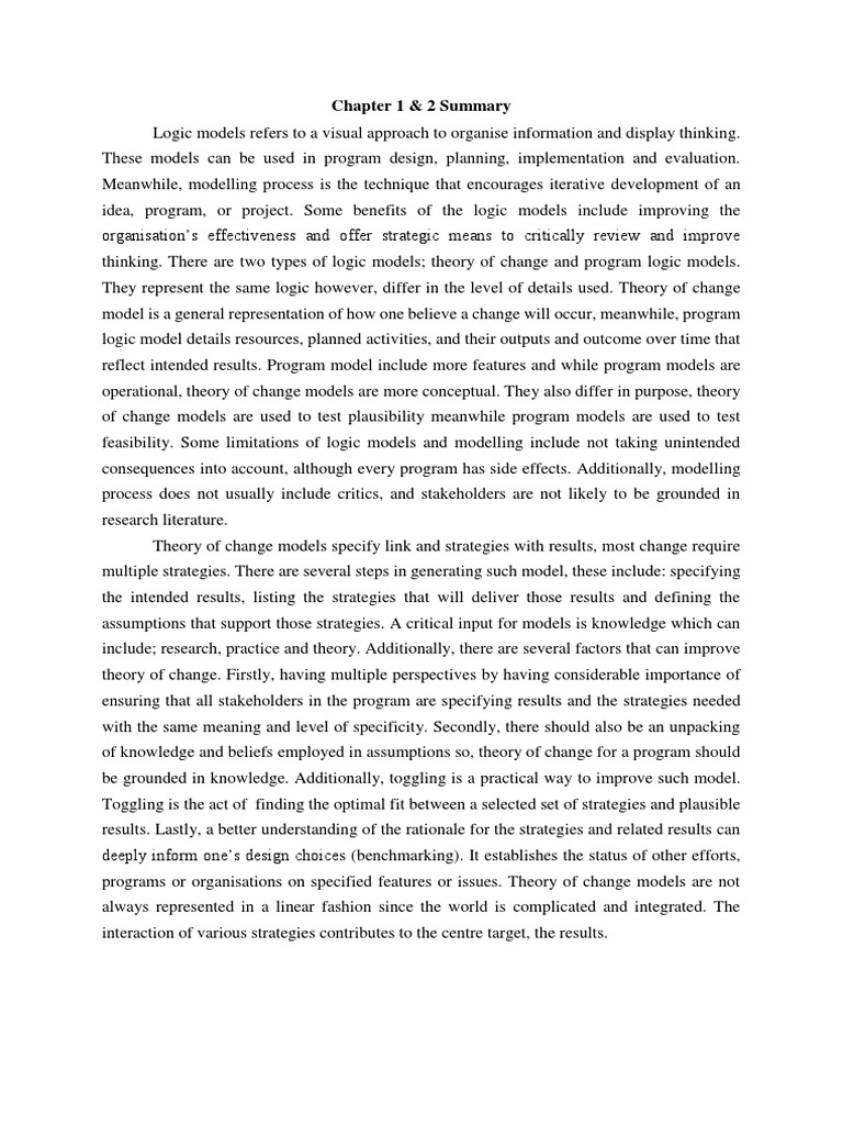 Logic Models and Theory of Change Overview | PDF | Conceptual Model ...