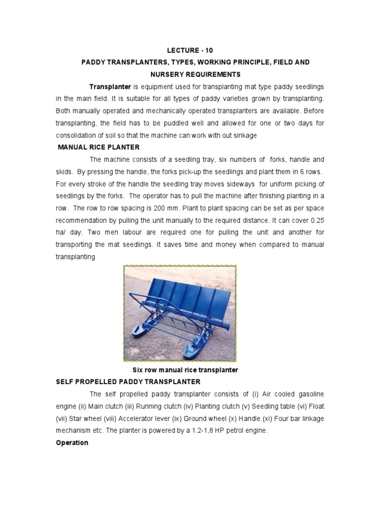 A Comprehensive Guide to Rice Transplanting: Types of Transplanters ...