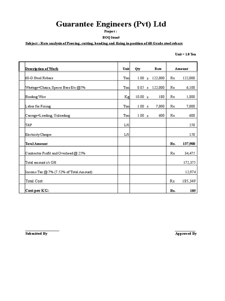 Rate Analysis2 | PDF