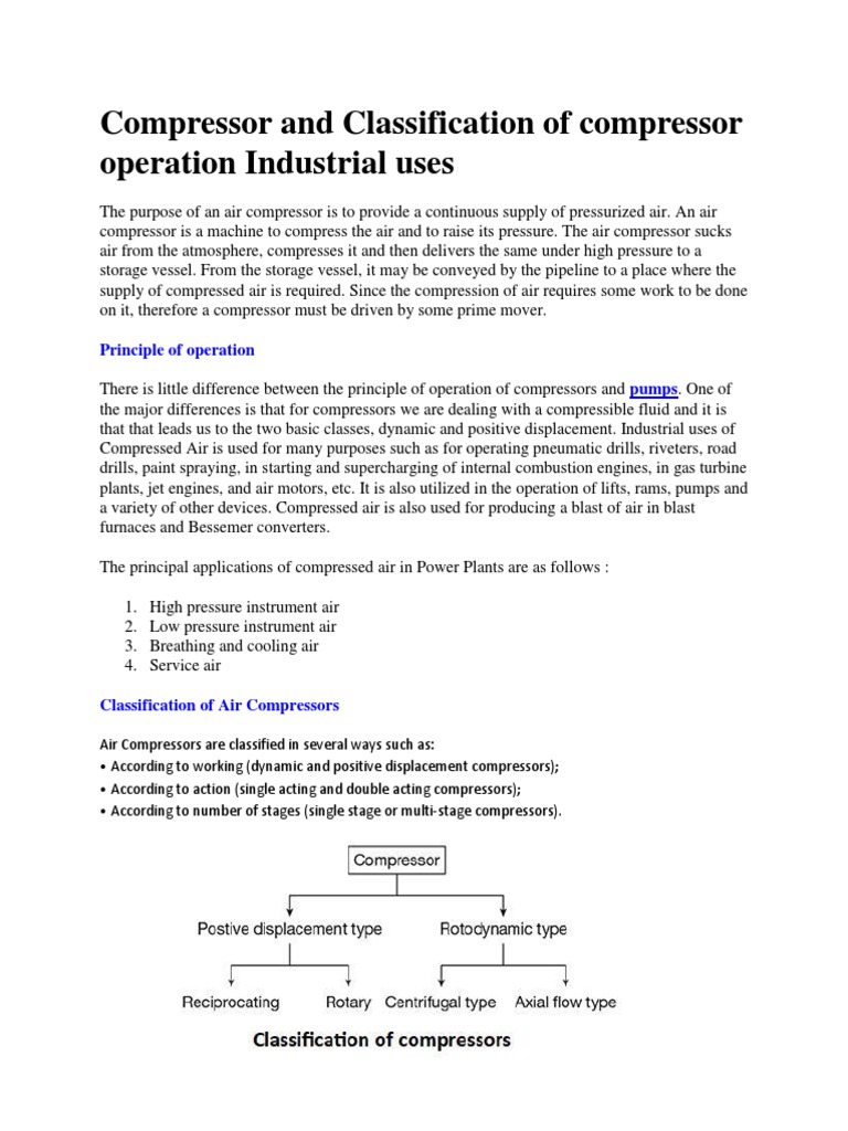 Classification of Air Compressors: Centrifugal, Axial Flow, Rotary, and ...