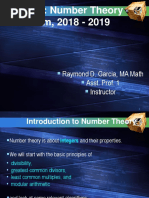 Math 126: Number Theory 2 Sem, 2018 - 2019: Raymond D. Garcia, MA Math Asst. Prof. 1 Instructor