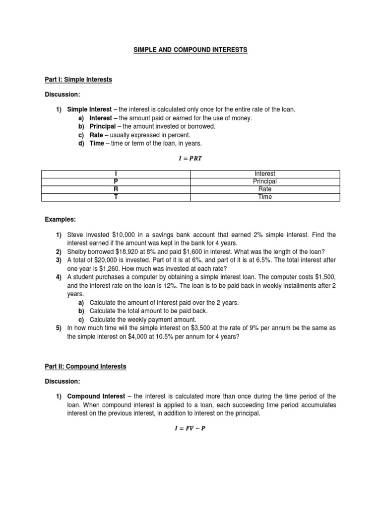 Simple and Compound Interest Explained | PDF | Compound Interest ...