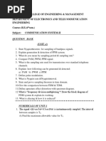 Central College of Engineering & Management Department of Electronics and Telecommunication Engineering Course:-B.E. (6 Sem.) Subject: Communication System-Ii