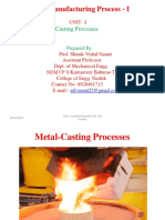 Manufacturing Process - I: Casting Processes