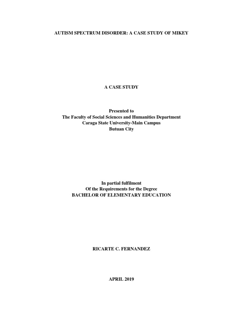 Mikey's Autism Spectrum Disorder Case Study | PDF | Sensory Processing ...