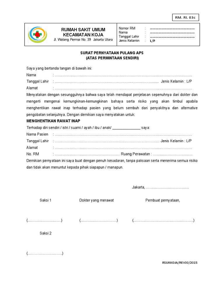 3c.surat Pernyataan Pulang Paksa APS | PDF