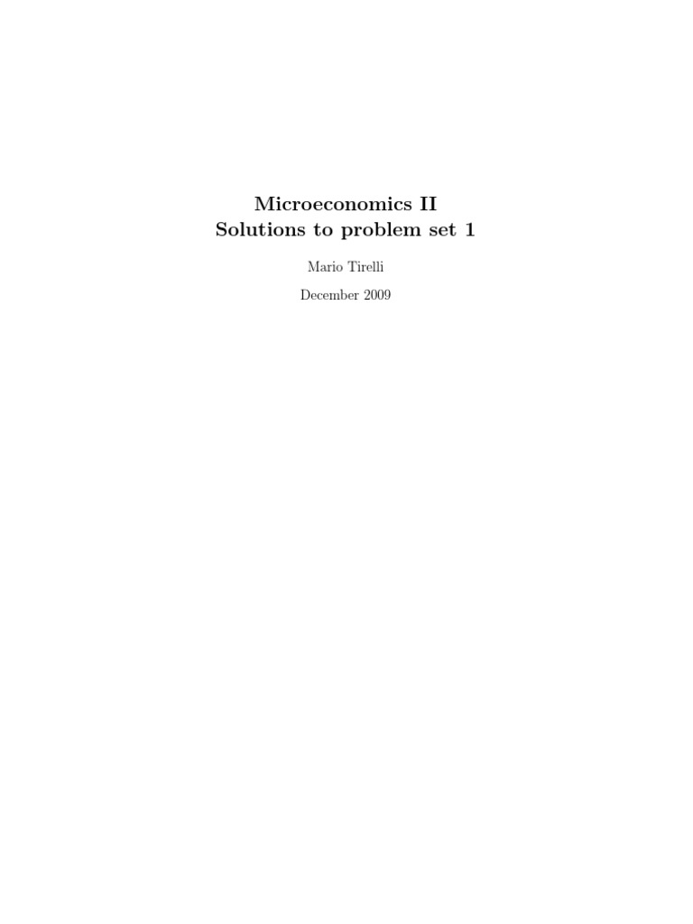 Microeconomics II Problem Set Solutions | PDF | Economic Equilibrium ...