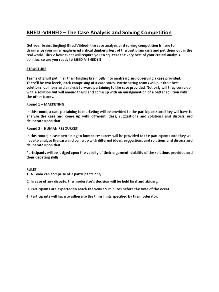 Bhed Vibhed: Case Analysis Competition | PDF | Entrepreneurship | Marketing