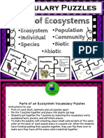 Parts of Ecosystems Vocabulary Puzzles Freebie
