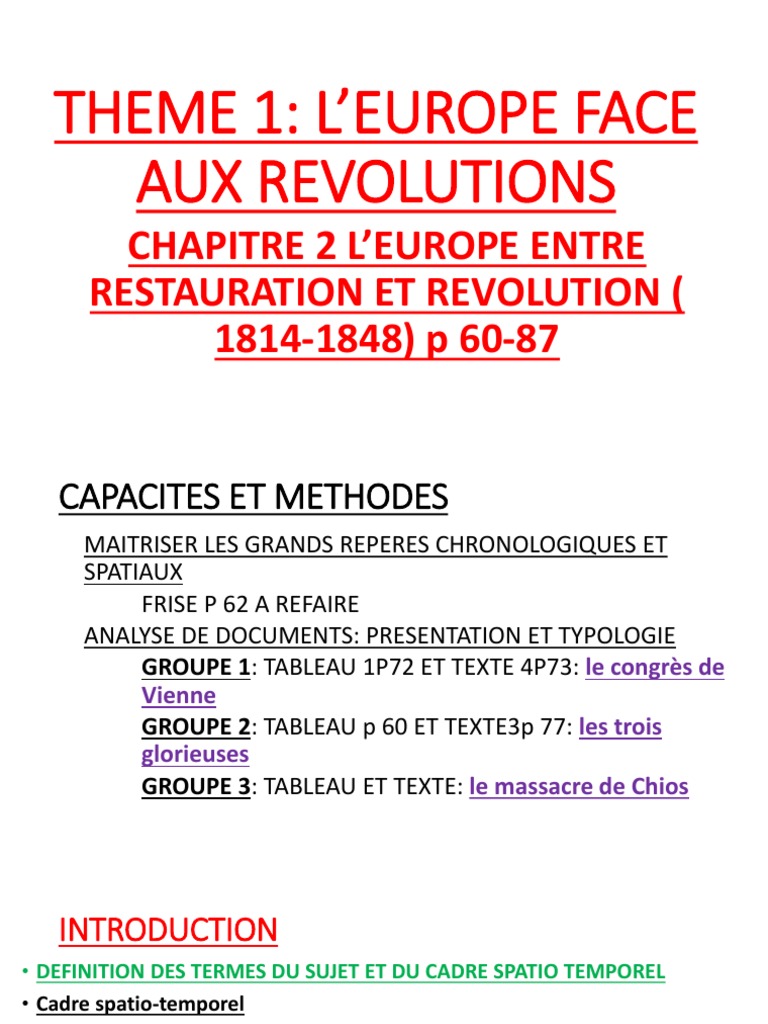 L europe Entre Restauration Et Révolution Fiche Revision Pdf L'europe Entre Revolution Et Restauration | PDF | Formes de gouvernement |  Révolutions