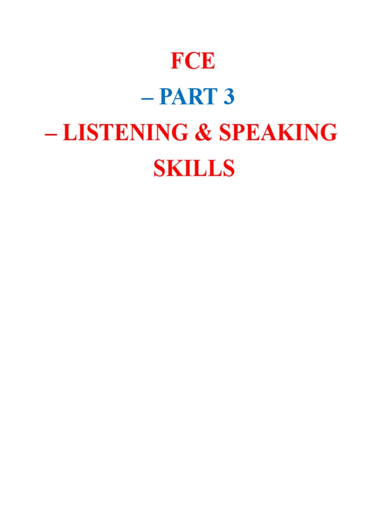 FCE Listeing and Speaking Skill Part 3 | PDF