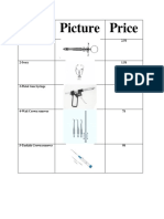 Item Picture Price: 1-Dental Syringe 2.5$