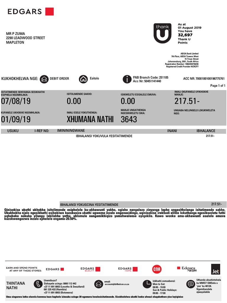 Edgars Email Statement PDF