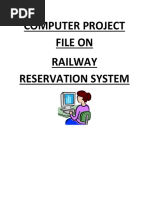 Computer Project File On Railway Reservation System