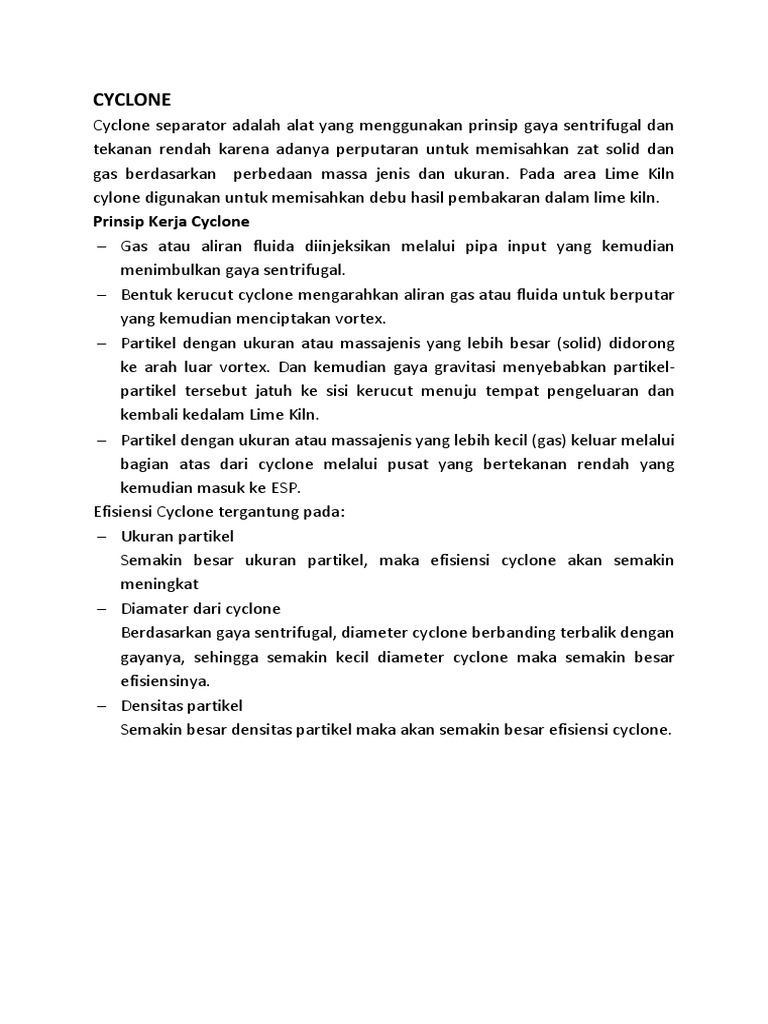 Prinsip Kerja Cyclone Separator | PDF | Griya & Taman