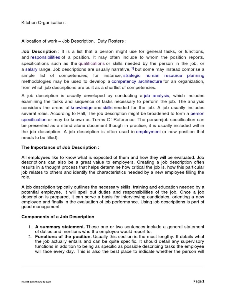 Executive Chef Job Description Guide | PDF | Chef | Competence (Human ...