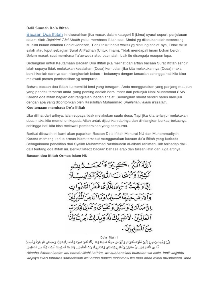 Bacaan Doa Iftitah