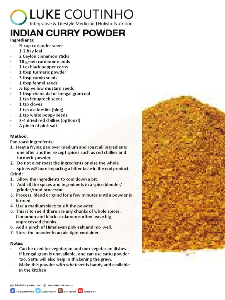 Indian Curry Powder Recipe Guide | PDF | Cooking, Food & Wine | Home ...