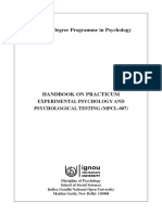 Master's Degree Programme in Psychology: Experimental Psychology and Psychological Testing (Mpcl-007)