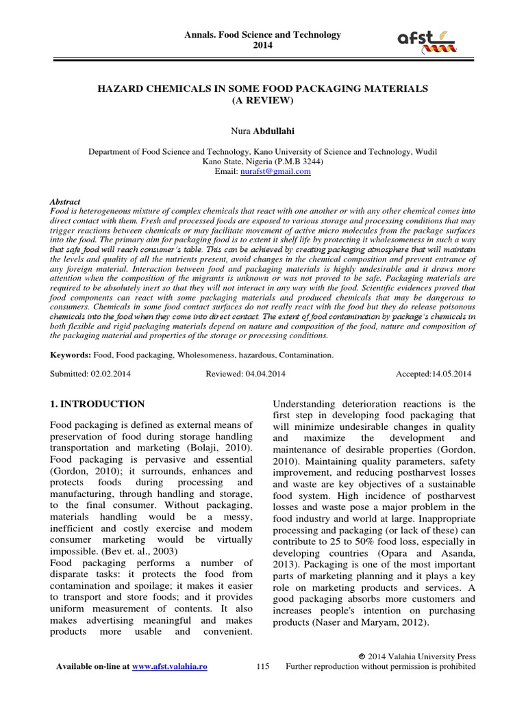 Food Packaging and Chemical Contamination | PDF | Foods | Plastic