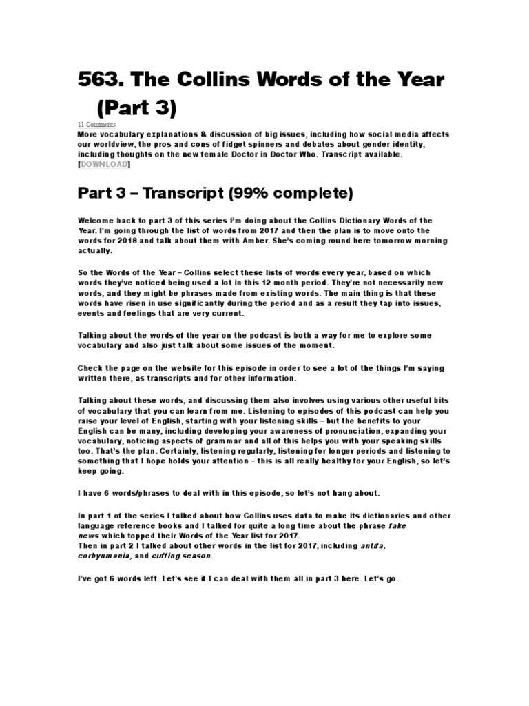 The Collins Words of The Year (Part 3) PDF The Doctor (Doctor Who