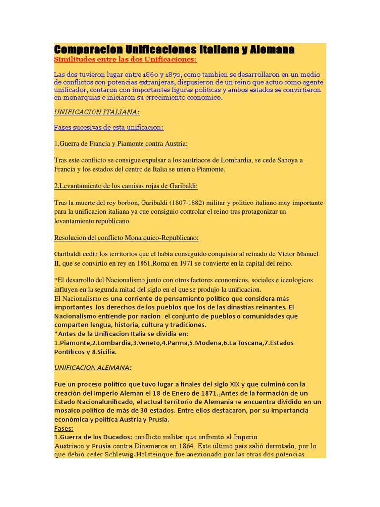 Unificacion Alemana E Italia Imperio Aleman Prusia