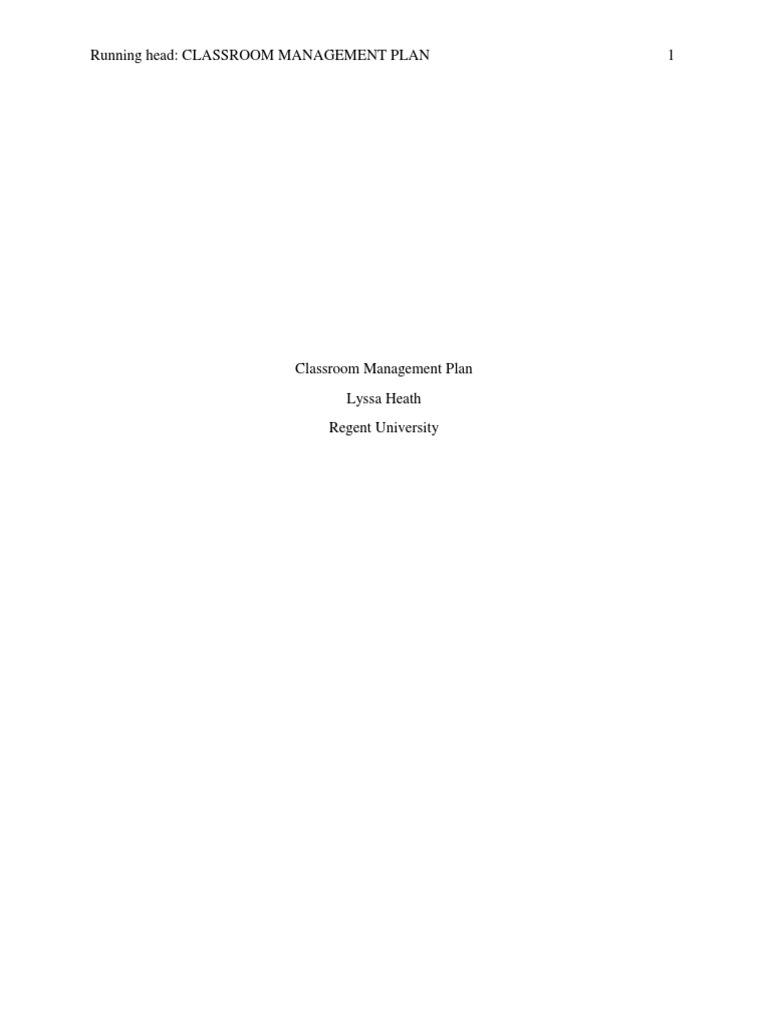 Ued 495-496 Heath Lyssa Classroom Management Plan | PDF | Classroom ...