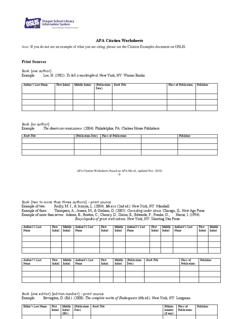 A Pa Citation Worksheet 6 The D Magazines World Wide Web