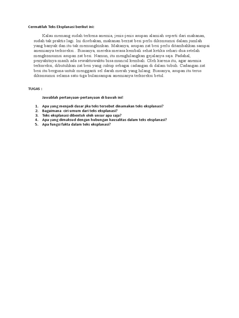 Tugas Teks Eksplanasi Pdf