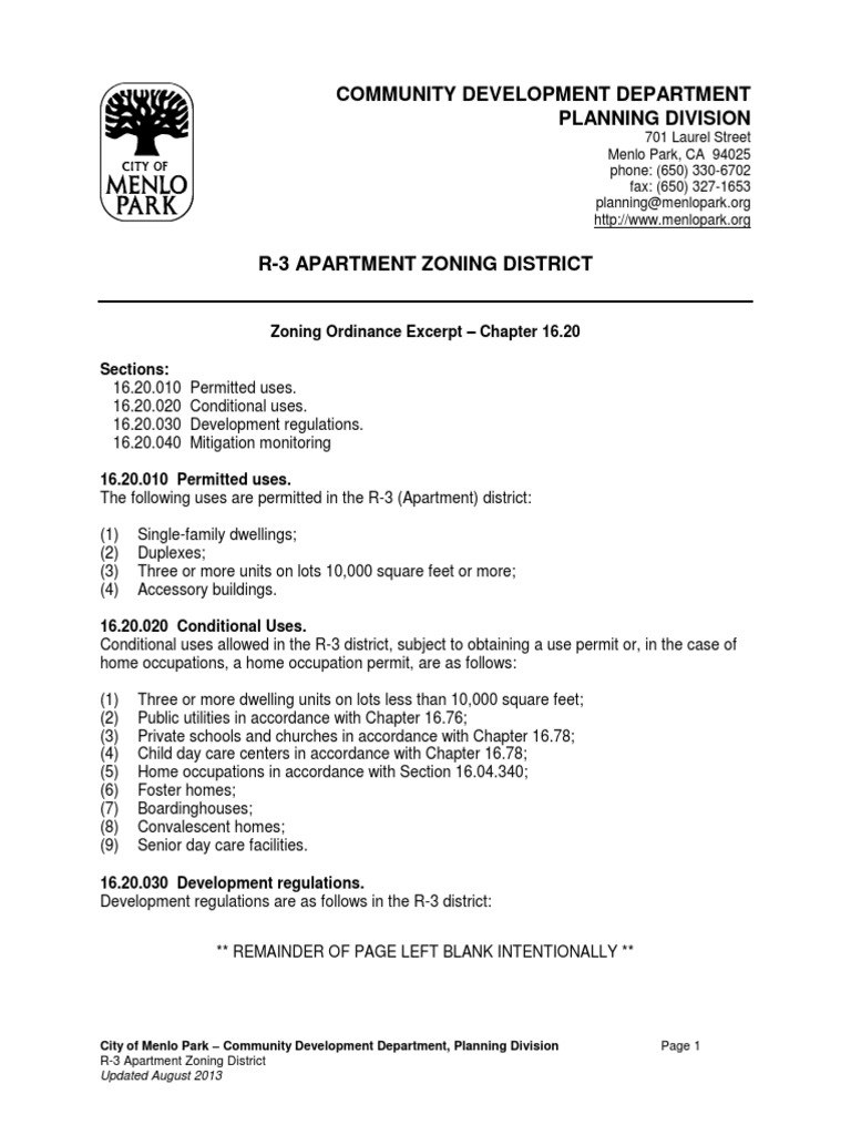 R-3 Apartment Zoning District - 201402101531534601 PDF | PDF ...