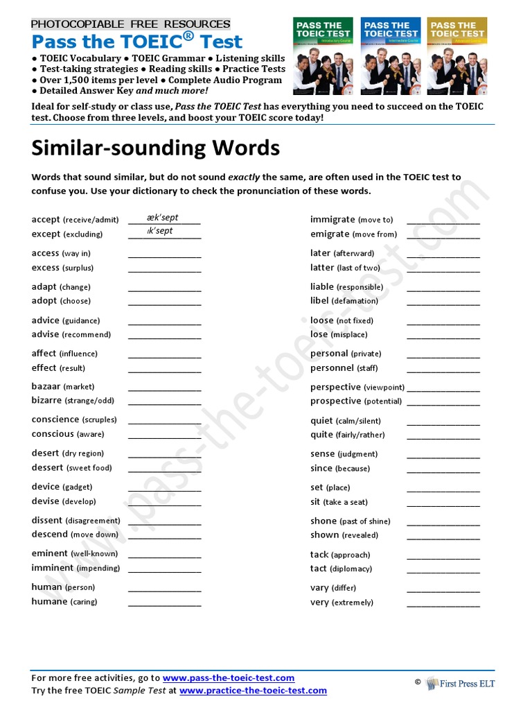 TOIEC Study Tour Guide | PDF | Question | Vocabulary