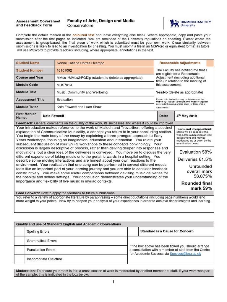 Music Workshop Evaluation | PDF | Critical Thinking | Singing