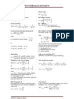 Formula Sheet MAF 302 Corporate Finance