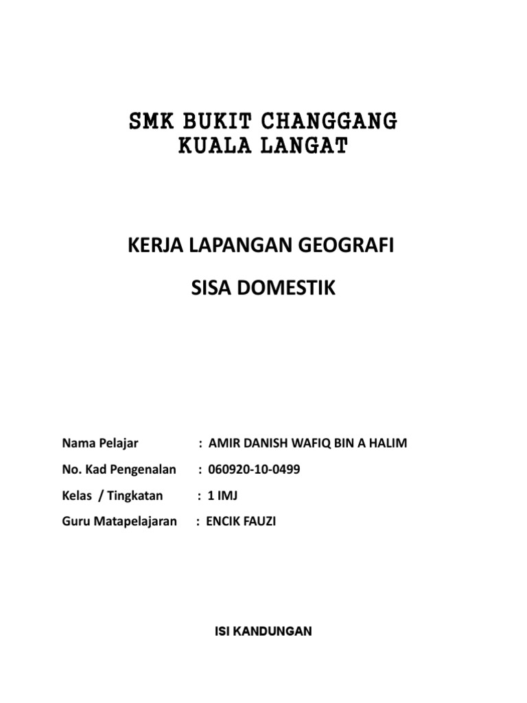 Kerja Lapangan Sisa Domestik Pdf