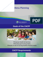 Menu Planning: Jenny Heidenreich Nutrition Program Consultant Fall 2016 CACFP Training