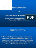 Presenatation ON Automated Software Testing: Advanced Software Engineering CSC 532 Presented by VISHAL D RAMPURE