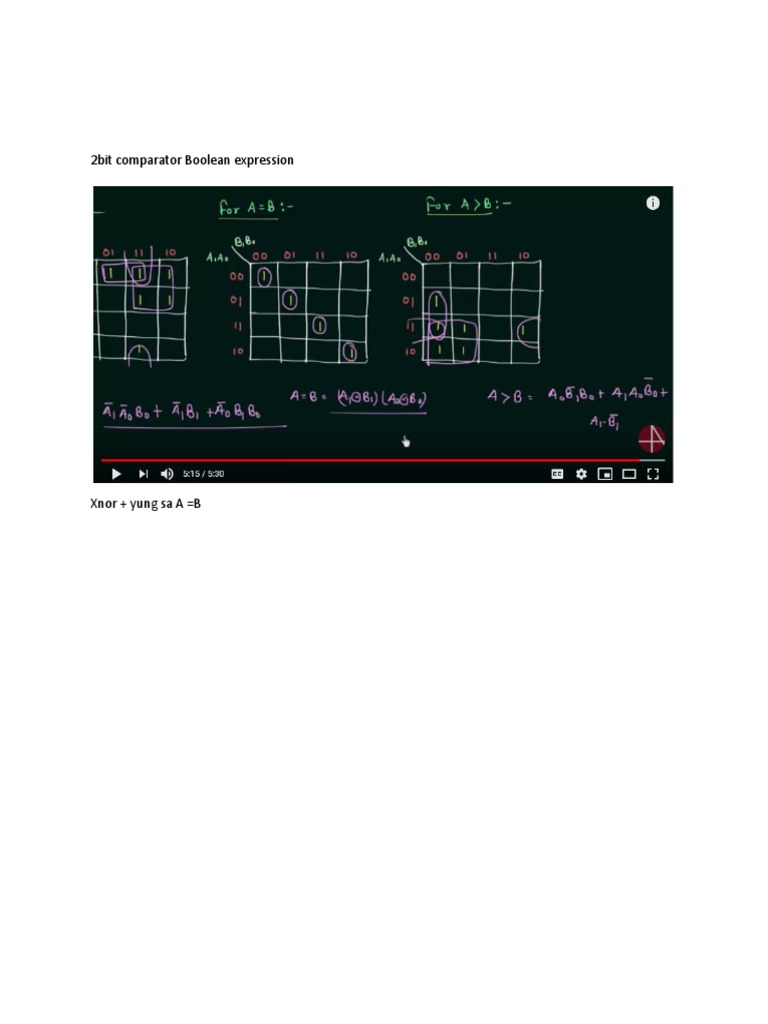 2bit Comparator Boolean Expression | PDF