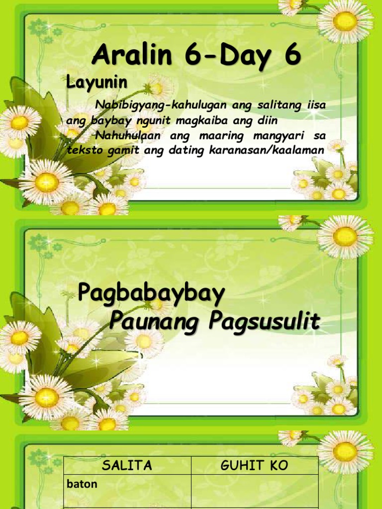 Filipino 4-Aralin 6 - Lugar Sa Pamayanan Halina T Pasyalan-Day 6-10 | PDF