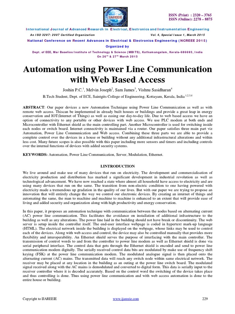 Automation Using Power Line Communication With Web Based Access | PDF ...