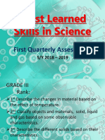 Least Learned Skills in Science: First Quarterly Assessment