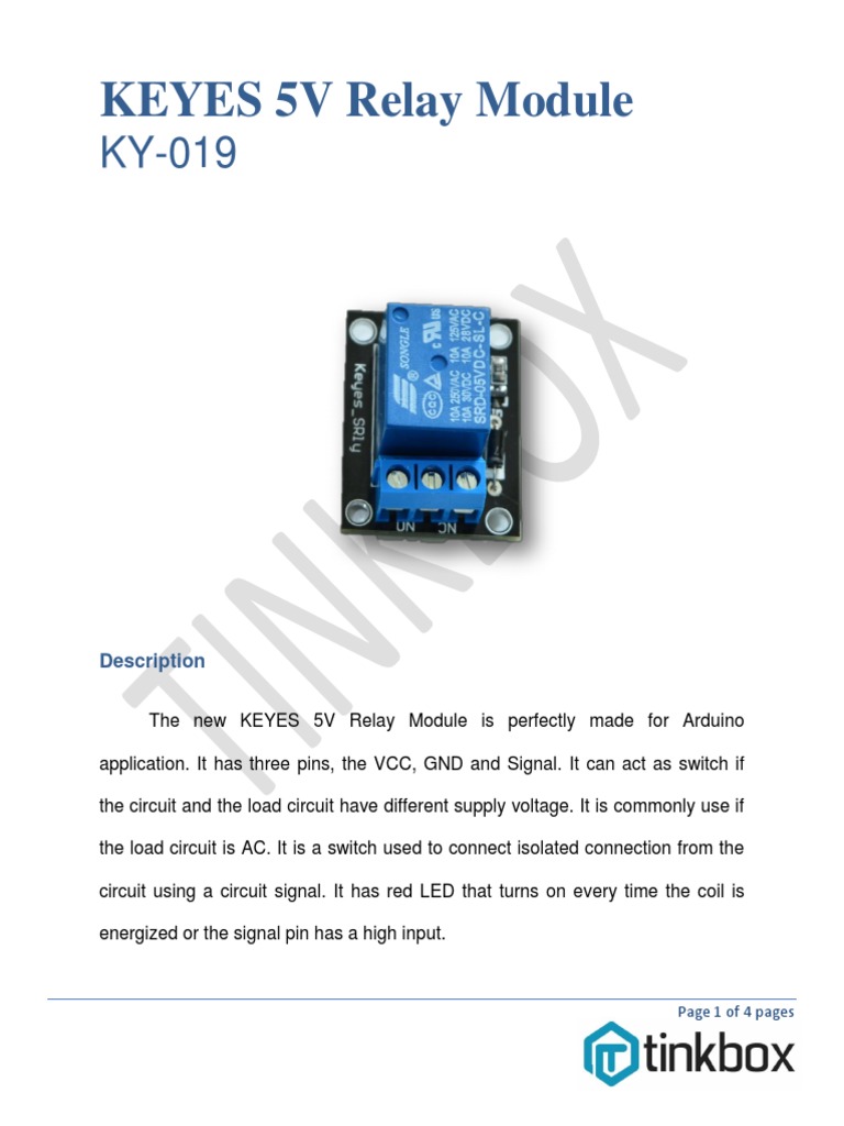 KY-019 5V Relay Module Overview | PDF