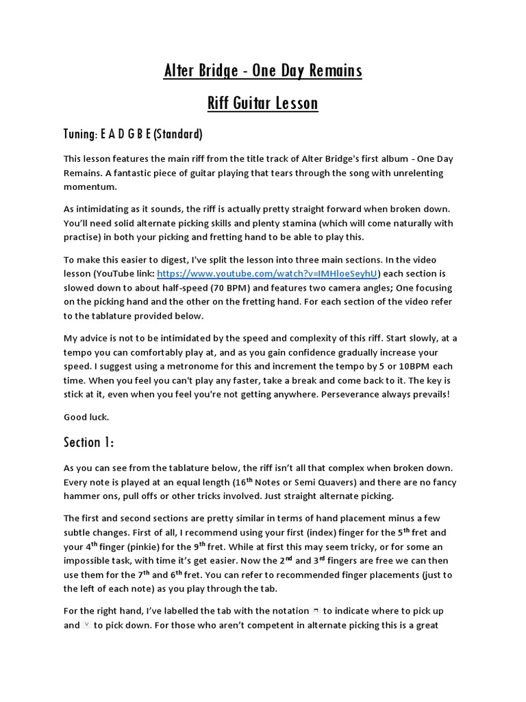 Odr Riff Lesson Pdf Tempo Finger