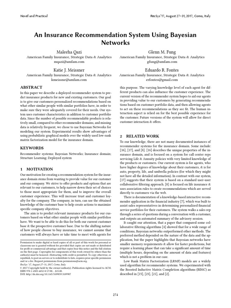 An Insurance Recommendation System Using Bayesian Networks | PDF ...