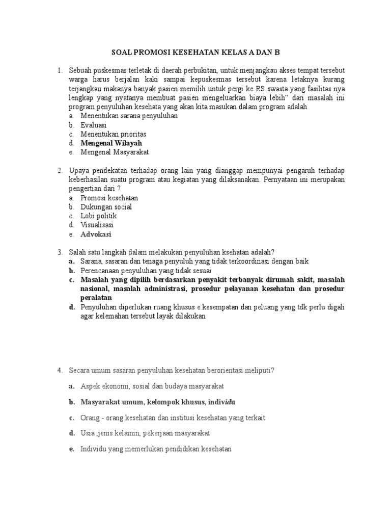 Soal Promkes